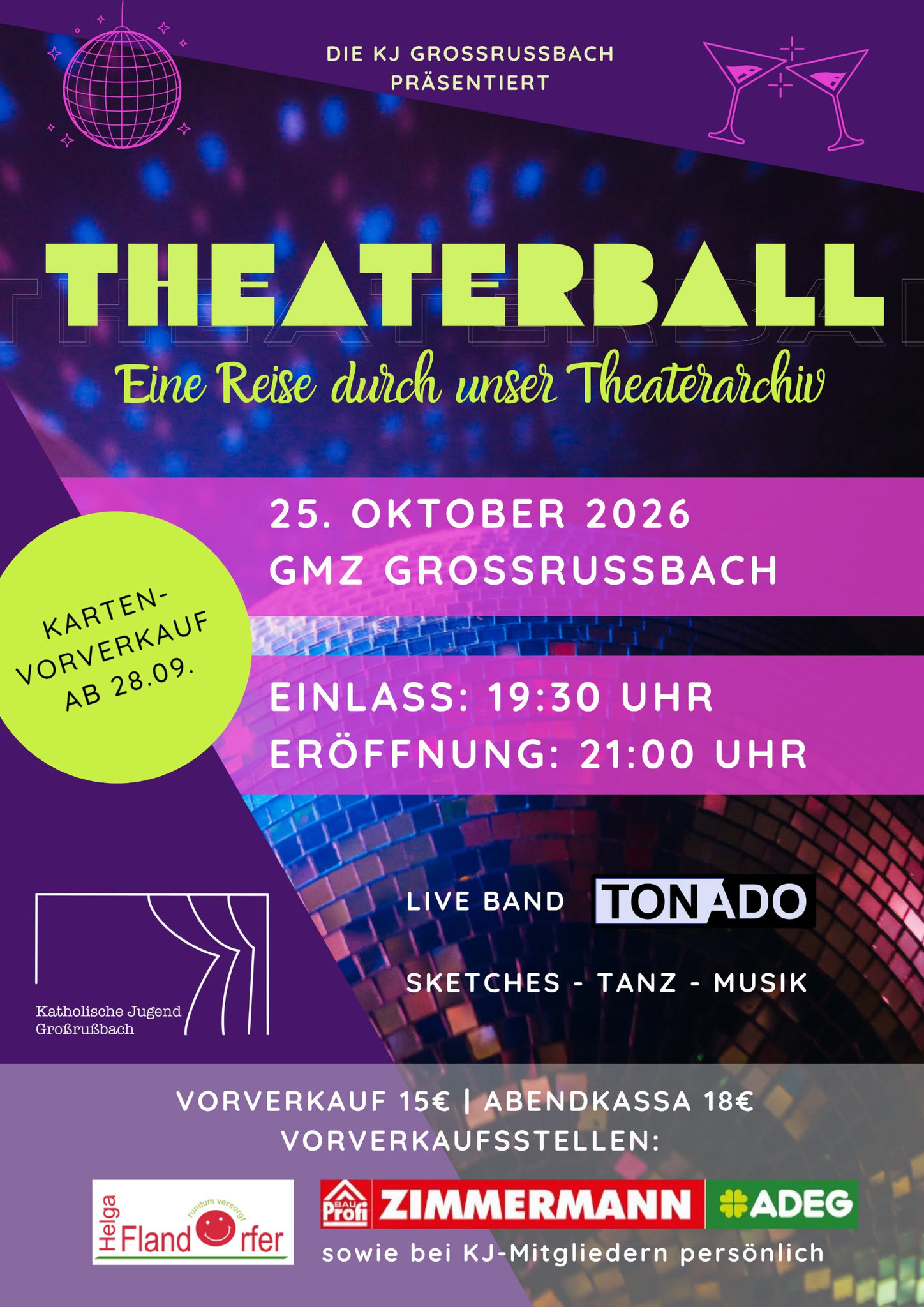 Offizieller Flyer für 🎉 THEATERBALL 2026 🎉 in GMZ Großrußbach
