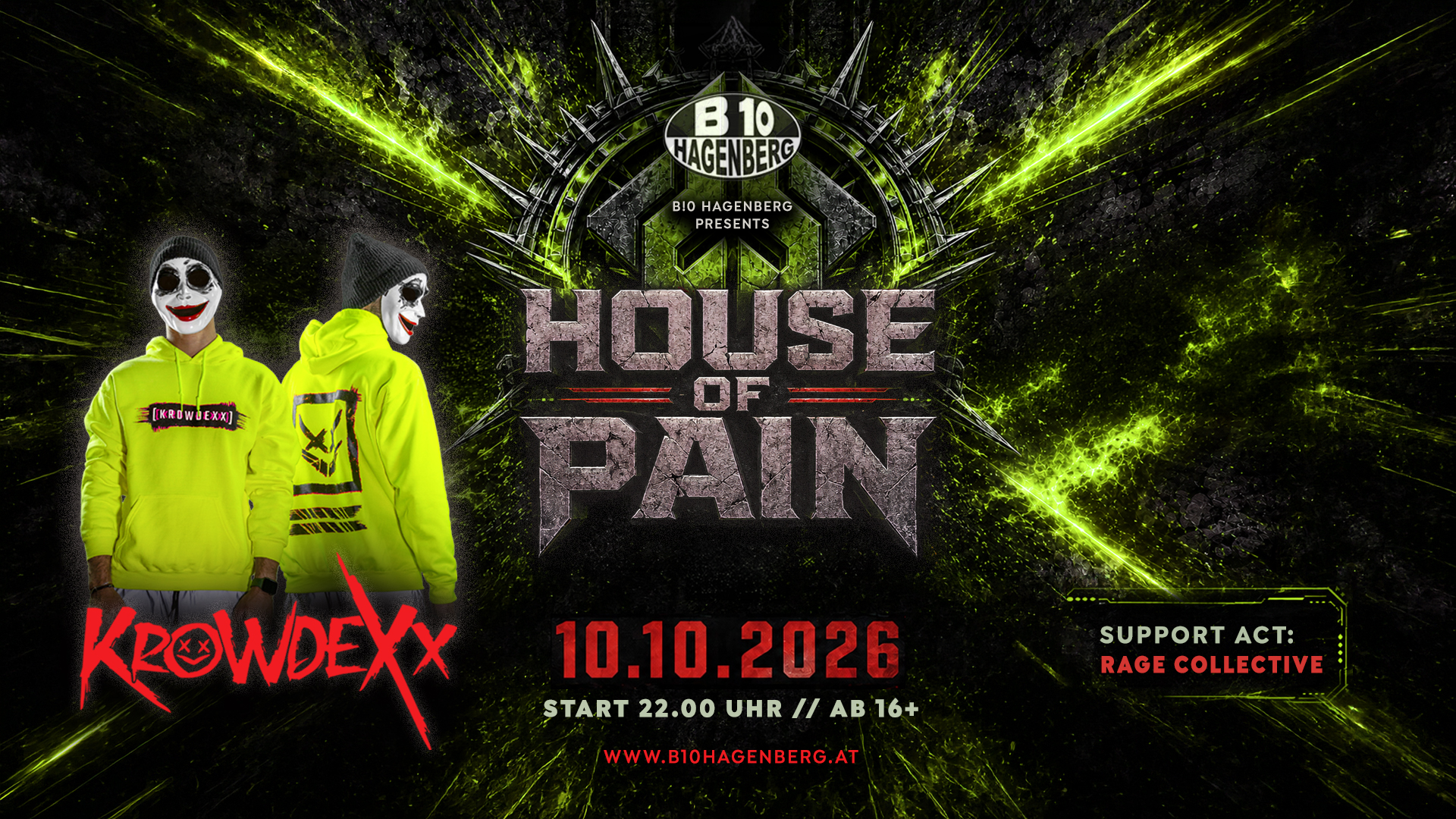 Offizieller Flyer für B10 House of Pain mit Krowdexx in B10 Hagenberg